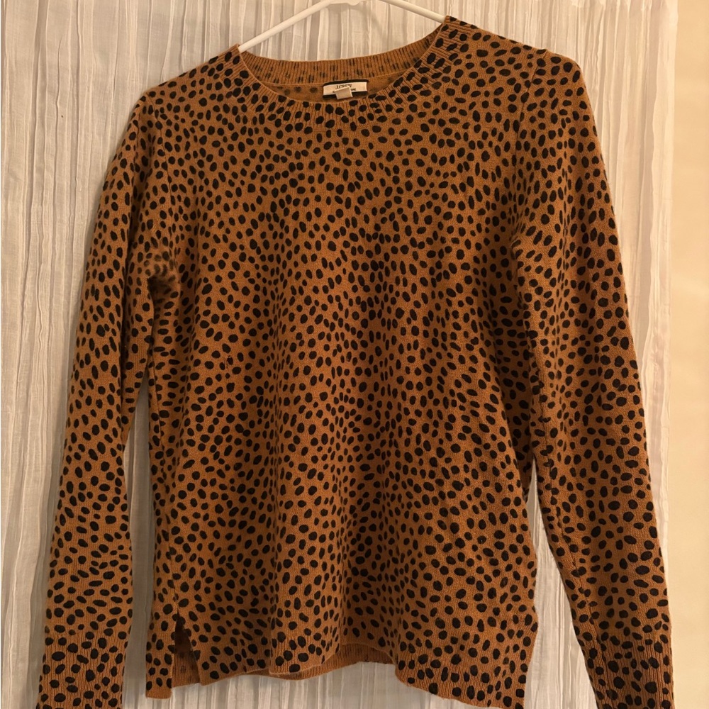 J. Crew Cheetah 100% Cashmere Sweater